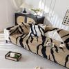 Huierxun Luxury Zebra-Print Rabbit Thick Sofa Cover Super Soft Plush Sectional Couch Cover Fluffy Fuzzy Anti-Slip Sofa Slipcovers Furniture Protector for Dogs Cats Pet (Coffee,28"x82") view 4
