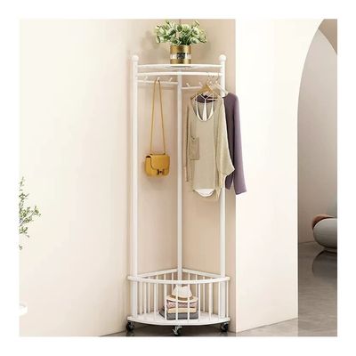Coat Rack with Wheels Metal Sturdy Rack with Storage Basket Freestanding Tall Hall Tree Hat Cloth Scarf Multifunctional Hallway Storage Shelf (Color : Gold, Size : 41 * 41 * 151cm) (White 41