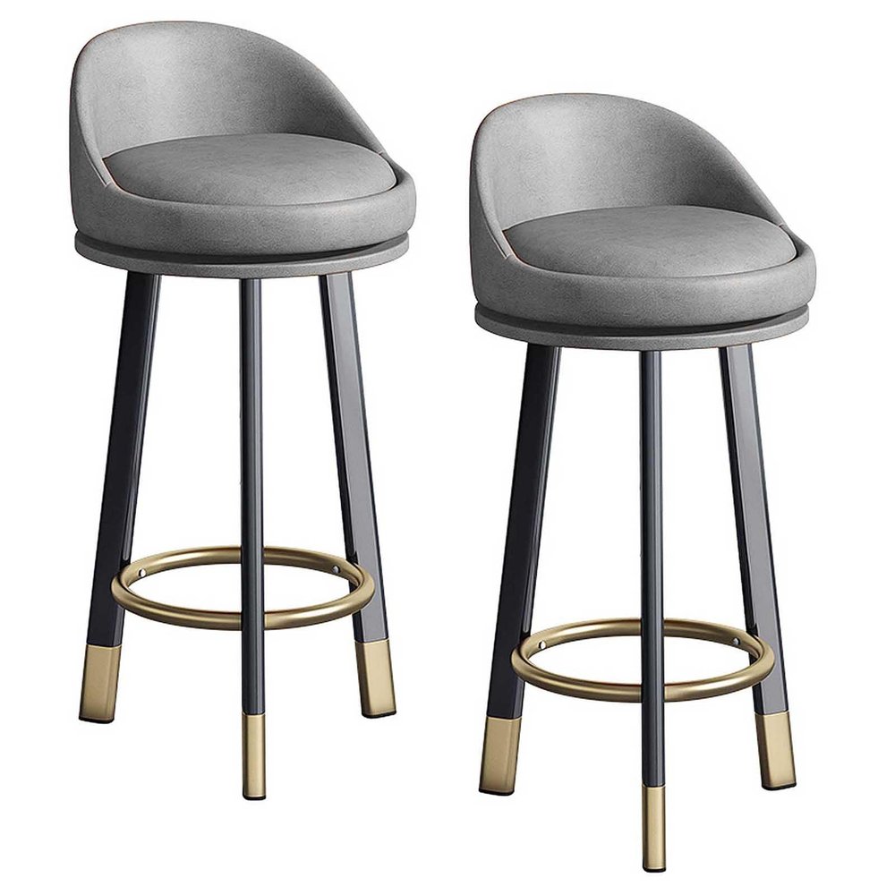 High Stools with Back Rest 360 Degree Rotary Perching Stool Kitchen Breakfast Bar Stools PU Leather Counter Chairs Casual Counter Stool, 2 Packs