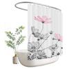 Kikiry Extra Wide Shower Curtain 108''W x 72''L Clawfoot Tub Wrap Around Pink Gray Daisy Floral Flower Elegant Wildflower Bathroom Curtains Accessories Polyester Fabric Waterproof 18 Pack Hooks view 1