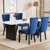 SoarTalent Velvet Upholstered Dining Chairs Set of 4, Modern Style Kitchen Side Chairs with Nailhead Trim and Wood Legs,Metal Pulling Ring for Dining Room Living Room(Blue,Set of 4) view 1