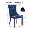 SoarTalent Velvet Upholstered Dining Chairs Set of 4, Modern Style Kitchen Side Chairs with Nailhead Trim and Wood Legs,Metal Pulling Ring for Dining Room Living Room(Blue,Set of 4) view 2