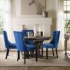 SoarTalent Velvet Upholstered Dining Chairs Set of 4, Modern Style Kitchen Side Chairs with Nailhead Trim and Wood Legs,Metal Pulling Ring for Dining Room Living Room(Blue,Set of 4) view 3