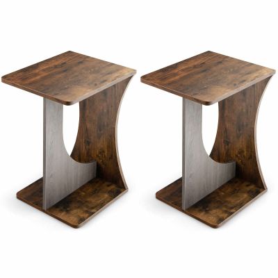CLCulture 2PCS Side Table Sofa Couch Table Compact C-Shape End Table Snack Coffee Table