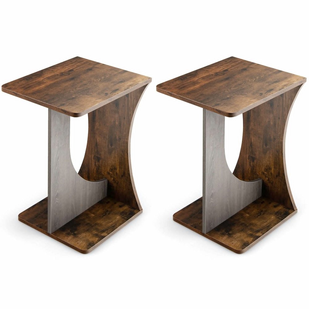 CLCulture 2PCS Side Table Sofa Couch Table Compact C-Shape End Table Snack Coffee Table