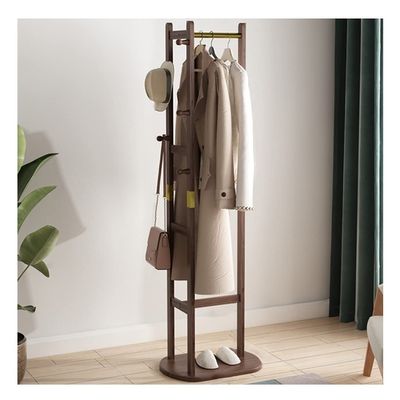 Hat Rack Stand Corner Coat Rack Stand Hall Trees Free Standing Clothes Hanging Rail Garment Rack with 1 Shelves 5 Hanger Hooks and Pants Hanger (Color : White, Size : 48 * 36 * 162 cm) (Brow