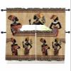 African Woman Swag Curtains Valance Tier Set, Rod Pocket Curtain Drapes for Bedroom Kitchen Curtains Over Sink Ethinic Boho Traditional Tribal Brown Illustraction Swag Valances 36 inches Tiers view 1