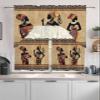 African Woman Swag Curtains Valance Tier Set, Rod Pocket Curtain Drapes for Bedroom Kitchen Curtains Over Sink Ethinic Boho Traditional Tribal Brown Illustraction Swag Valances 36 inches Tiers view 2