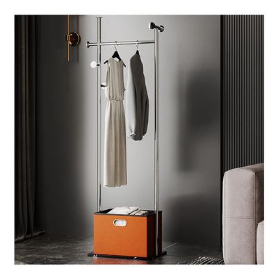 HomeLoft Basics Coat Rack Freestanding 3-in-1 Entryway Rack with 1 Storage Basket 6 Hooks Metal Frame Foyer Mudroom (Color : Gold+Gray, Size : 50 * 34 * 172cm) (Silver+orange 50 * 34 * 172cm)