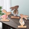 Easter Wooden Bunny Standing Tabletop Ornament, Rabbit Sign Tabletop Ornament, Rabbit Ornament Bunny Spring Decor Easter Wood Tabletop Ornament (3 Pcs) view 2