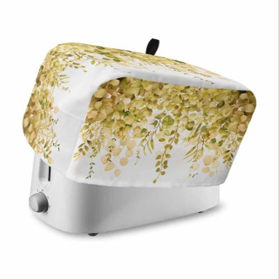 2 Slice Toaster Cover Dustproof Kitchen Small Appliance Cover Watercolor Spring Plant Eucalyptus Leaves Dust Cover Polyester Bread Machine Cover Protector with Loop for Standard 2 Slice Toasters