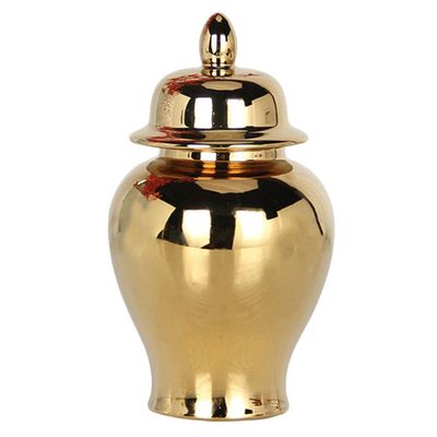 ABOOFAN Ceramic Ginger Jar,Handicraft Flower Vase with Lid Ginger Jar with Lid Home Decor Loose Tea Storage Pot Tea Sugar Container Storage Gold XS