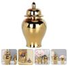 ABOOFAN Ceramic Ginger Jar,Handicraft Flower Vase with Lid Ginger Jar with Lid Home Decor Loose Tea Storage Pot Tea Sugar Container Storage Gold XS view 3