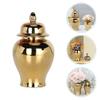 ABOOFAN Ceramic Ginger Jar,Handicraft Flower Vase with Lid Ginger Jar with Lid Home Decor Loose Tea Storage Pot Tea Sugar Container Storage Gold XS view 4