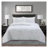 ADovz 100% Cotton Quilted Bedspread Plain Color Floral Embroidery Quilt Set King Queen Size 3PCS Coverlet Pillowcases Summer Blanket,Bed Sheets, FH-762 view 1