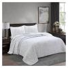 ADovz 100% Cotton Quilted Bedspread Plain Color Floral Embroidery Quilt Set King Queen Size 3PCS Coverlet Pillowcases Summer Blanket,Bed Sheets, FH-762 view 2