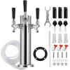 3 Tap Kegerator Tower Beer Tap Tower, Stainless Core Beer Faucet Dispenser with Pre-installed Beer Lines, Draft Beer Keg Tower with Kegerator Parts for Homebrew view 1
