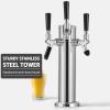 3 Tap Kegerator Tower Beer Tap Tower, Stainless Core Beer Faucet Dispenser with Pre-installed Beer Lines, Draft Beer Keg Tower with Kegerator Parts for Homebrew view 3