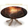 Barsada Sunset and Forest Orange Print Elastic Edged Round Tablecloth, Waterproof Oil-Proof Table Cover, for Indoor Kitchen Dinning Room Fit for 60"" Table, GQ-SBZB-2402Lia1513-D170 view 4