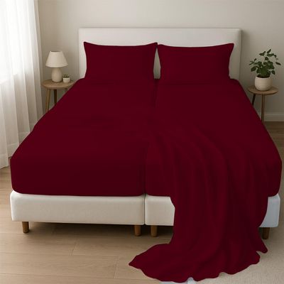 1000 Thread Count Split Sheet Set 5 Piece Split Queen Sheets for Adjustable Beds 100% Egyptian Cotton 15" Deep Pocket Adjustable Bed Sheets Split Queen Size - Burgundy Solid