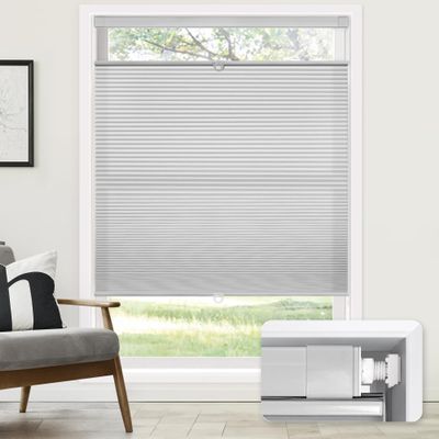 LazBlinds No Tools No Drill Cordless Cellular Shades, Top Down Bottom Up (TDBU) Honeycomb Shades for Home, Light Filtering Thermal Insulation Blinds for Windows, 25" W x 48" H, Grey
