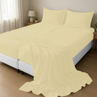 1000 Thread Count Split Sheet Set 5 Piece Split California King Sheets for Adjustable Beds 100% Egyptian Cotton 18" Deep Pocket Adjustable Bed Sheets Split California King Size - Ivory Stripe