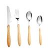 Wood Silverware Set for 6 Luxury Fine Wooden Handle Flatware Set 24 Pieces Elegant Tableware Set 18/10 Stainless Steel Cutlery Set Utensil Sets for Home Restaurant Dishwasher Safe Mirror Finish view 1