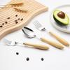 Wood Silverware Set for 6 Luxury Fine Wooden Handle Flatware Set 24 Pieces Elegant Tableware Set 18/10 Stainless Steel Cutlery Set Utensil Sets for Home Restaurant Dishwasher Safe Mirror Finish view 3