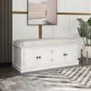 DESIGNER97 Storage Bench with 4 Doors and Adjustable Shelves, Shoe Bench with Removable Cushion for Living Room, Entryway 42.7" L x 16" W x 17.4" H (White) view 1