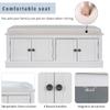 DESIGNER97 Storage Bench with 4 Doors and Adjustable Shelves, Shoe Bench with Removable Cushion for Living Room, Entryway 42.7" L x 16" W x 17.4" H (White) view 4