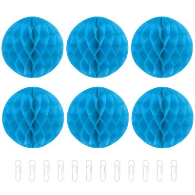 MECCANIXITY Paper Pom-Poms Flower Balls 6 Inch Paper Tissue Flower Balls for Party Flower Decoration Wedding Birthday Home Decoration Pack of 6,Blue