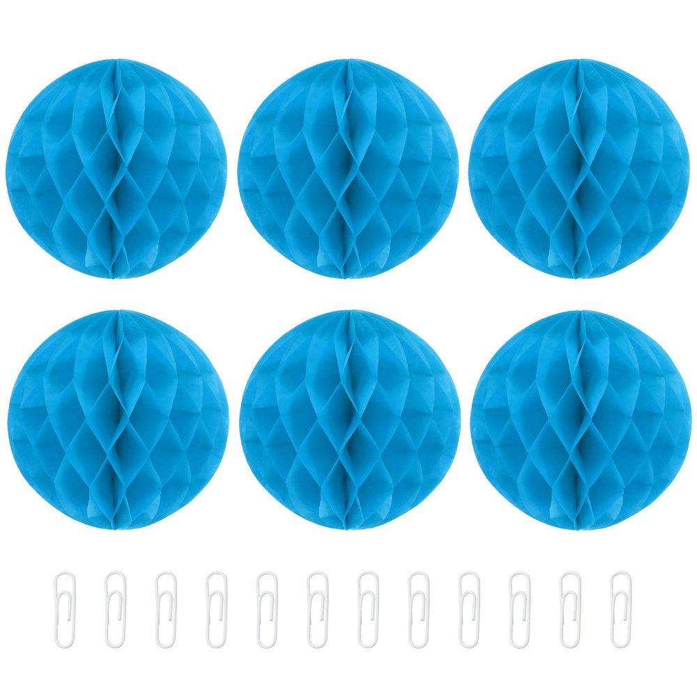 MECCANIXITY Paper Pom-Poms Flower Balls 6 Inch Paper Tissue Flower Balls for Party Flower Decoration Wedding Birthday Home Decoration Pack of 6,Blue