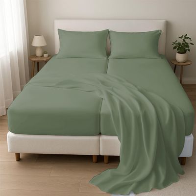 1000 Thread Count Split Sheet Set 5 Piece Split King Sheets for Adjustable Beds 100% Egyptian Cotton 15" Deep Pocket Adjustable Bed Sheets Split King Size - Sage Solid
