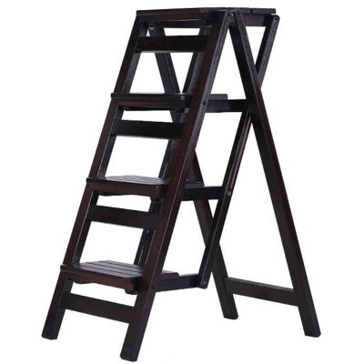 Creative Ladder and Chair Multi-Functional Folding Ladder and Chair Indoor Ascending Ladder and Chair Solid Wood Four-Layer Ladder Stool Household Multi-Purpose Ladder Stool Sturdy and Durable Strong