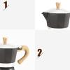 10 Oz Italian Coffee Maker, Portable Cuban Coffee Maker with Heat Resistant Wooden Handle 6 Cup Aluminium Stovetop Camping Coffee Pot(150ML-Black) view 3