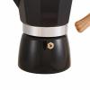 10 Oz Italian Coffee Maker, Portable Cuban Coffee Maker with Heat Resistant Wooden Handle 6 Cup Aluminium Stovetop Camping Coffee Pot(150ML-Black) view 4