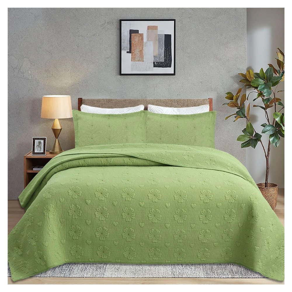 Bed, Soft Bedspread Quilts 3-Piece Set Bedspread on The Bed Plush Embroidered Bed Cover King Queen Size Coverlet