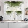 Abstract Sage Green Floral Swag Curtains Valance Tier Set, Rod Pocket Curtain Drapes for Bedroom Kitchen Curtains Over Sink 3 Piece Set Minimalism Art Watercolor Printed Swag Valances 24 inches Tiers view 2