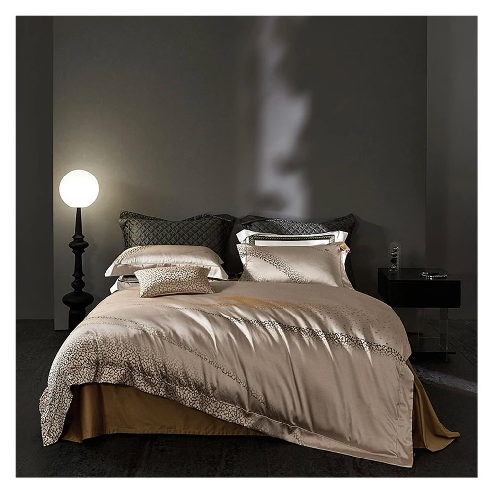 ADovz Luxury Zebra Print Yarn Dyed Jacquard and Egyptian Cotton Patchwork Bedding Set Duvet Cover Bed Sheet Pillowcases Silky Bed Sets,Bed Sheets