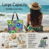 GTEVUTS Hippie Flower Rainbow Grocery Tote Bag with Handles Pocket-Aesthetic Large Beach Tote Shoulder Bag -Reusable Heavy Duty Shopping Bag for Travel Outdoor Work (with Zipper Coin Purse) view 4