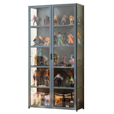 4/5 Tier Display Cabinet, Display Cabinet with Acrylic Cabinet Door, Bamboo Storage Cabinet or Figures, Curio, Collection Display, Floor Standing Display Case for Home/Office ( Size : 161*33*82cm/63.4
