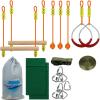 Popular Sports Ninja Line 36ft Monkey Bar Kit with 7 Hanging Obstacles Slackers Safety Clips Durable Material for Park Anyplace (Color : 56ft) (56ft) view 1