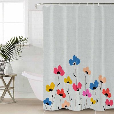 Double Love Spring Summer FloralBathroom Curtain 78 Inch Shower Curtain with Hooks, Waterproof Polyester Bath Curtain Washable Bathtub Curtain Farmhouse Wildflower Herb 72''x 78''