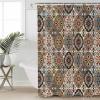 Double Love Abstract FlowerBathroom Curtain 72 Inch Shower Curtain with Hooks, Waterproof Polyester Bath Curtain Washable Bathtub Curtain Oriental Bohemia Brown Geometric Leaves 72''x 72'' view 1