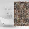 Double Love Abstract FlowerBathroom Curtain 72 Inch Shower Curtain with Hooks, Waterproof Polyester Bath Curtain Washable Bathtub Curtain Oriental Bohemia Brown Geometric Leaves 72''x 72'' view 2