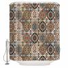 Double Love Abstract FlowerBathroom Curtain 72 Inch Shower Curtain with Hooks, Waterproof Polyester Bath Curtain Washable Bathtub Curtain Oriental Bohemia Brown Geometric Leaves 72''x 72'' view 3