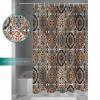 Double Love Abstract FlowerBathroom Curtain 72 Inch Shower Curtain with Hooks, Waterproof Polyester Bath Curtain Washable Bathtub Curtain Oriental Bohemia Brown Geometric Leaves 72''x 72'' view 4