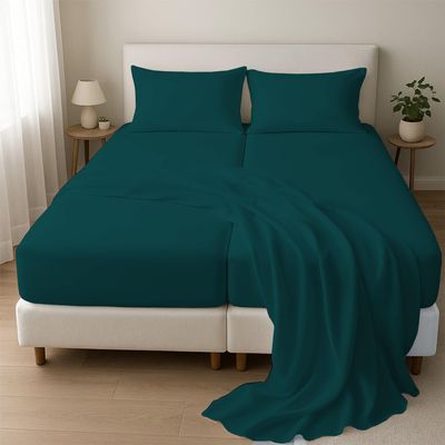 1000 Thread Count Split Sheet Set 5 Piece Split King Sheets for Adjustable Beds 100% Egyptian Cotton 21" Deep Pocket Adjustable Bed Sheets Split King Size - Teal Solid