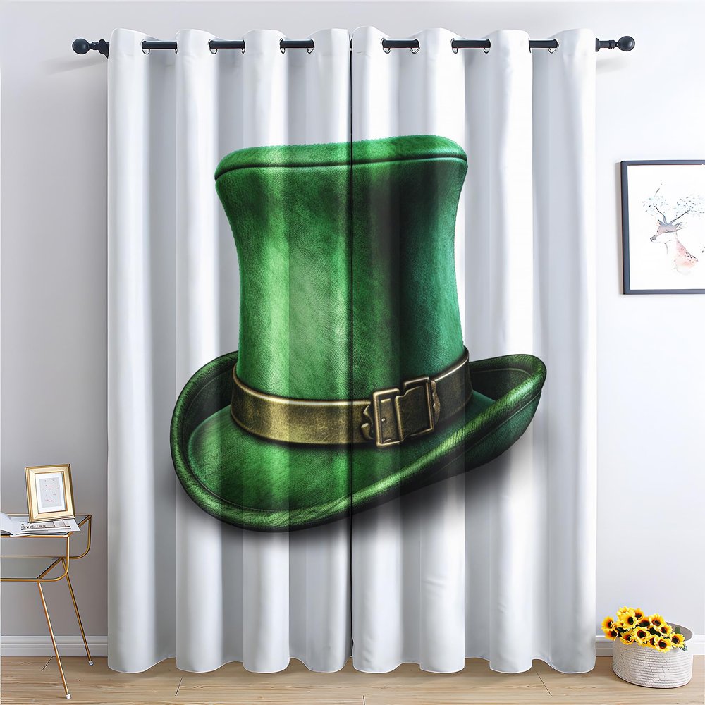 St. Patrick's Day Curtains for Bedroom Living Room, Lucky Blackout Curtains & Home Decor, St Patrick's Day Window Curtains, Thermal Room Darkening Grommet Drapes, 96 Inch Curtains 2 Panel Set