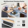 Acosure Rolling Kitchen Island with Extended Table and LED Lights,Storage Cart on Wheels W/Power Outlets & 2 Fluted Glass Doors,A Compartment,Side 3 Open Shelves,for Home Dining Room,Grey view 4